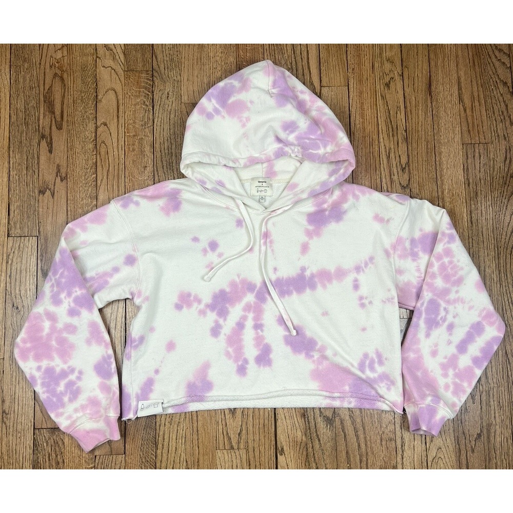 Upcycle x Anthropologie Bleached Tie-Dye Crop Hoodie Pink Women's Size XL